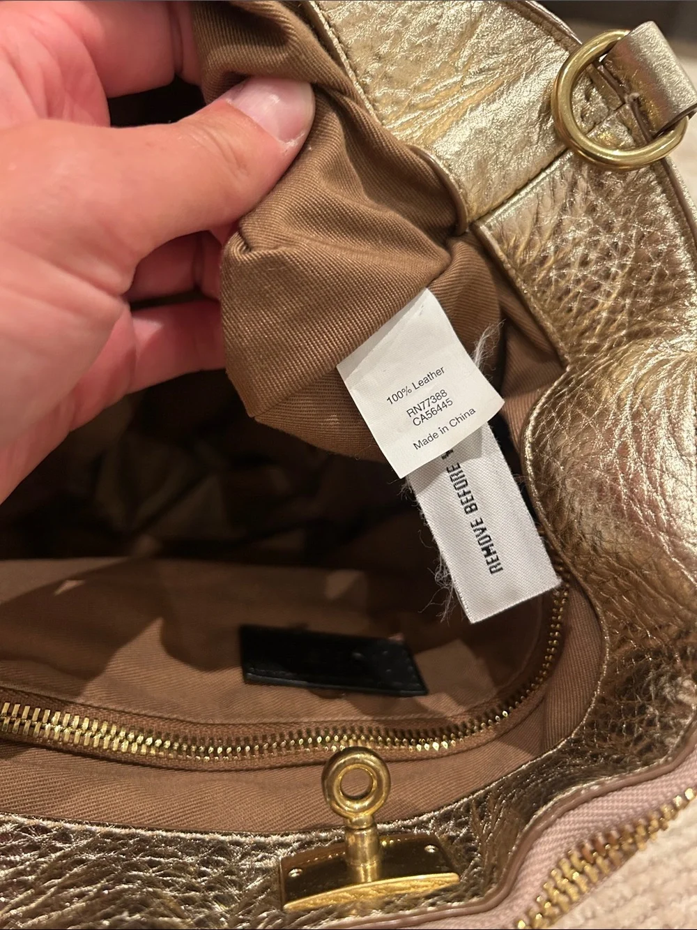 J Crew | 100% Leather Metallic Gold Handbag